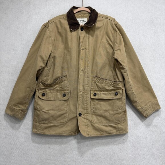 Orvis Other - Orvis Jacket Mens Large Beige Canvas Field Coat Quilted Lined Outdoor Workwear